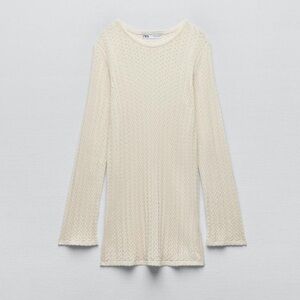 Zara Pointelle Knit Top in Cream